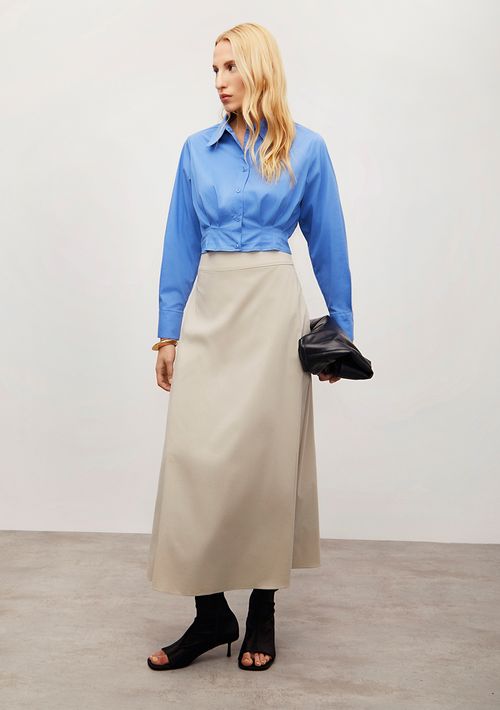 Camisa Iódice Ajustada Polo Manga Longa Cropped Azul
