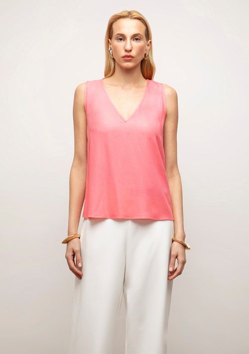 Regata Iódice Solta Decote V Padrão Rosa