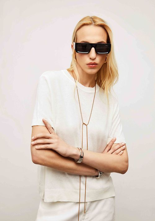 Blusa Iódice Solta Decote Careca Manga Curta Padrão Off White