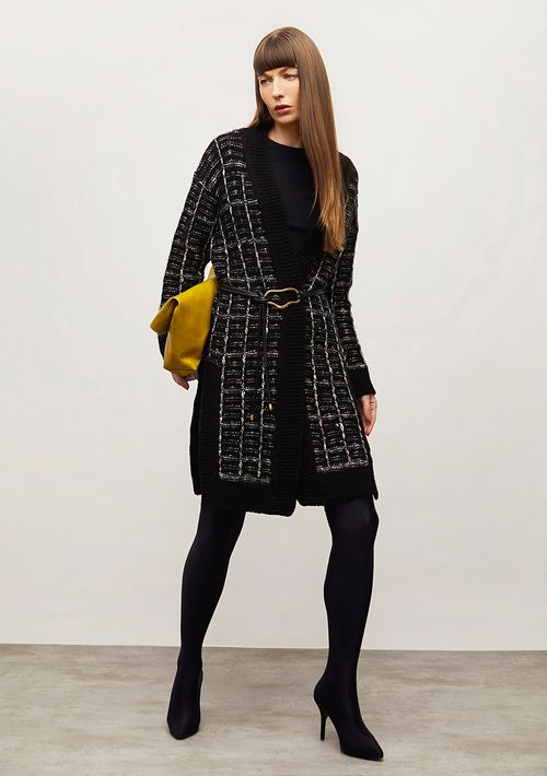 Cardigan Iódice Tricot Alongado Preto