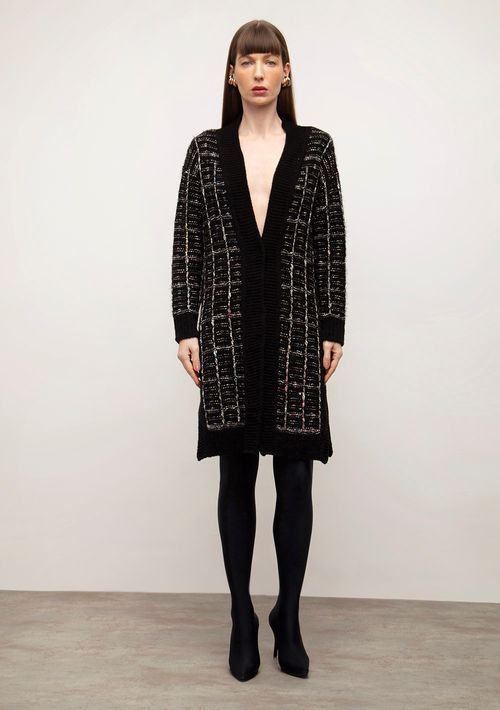 Cardigan Iódice Tricot Alongado Preto