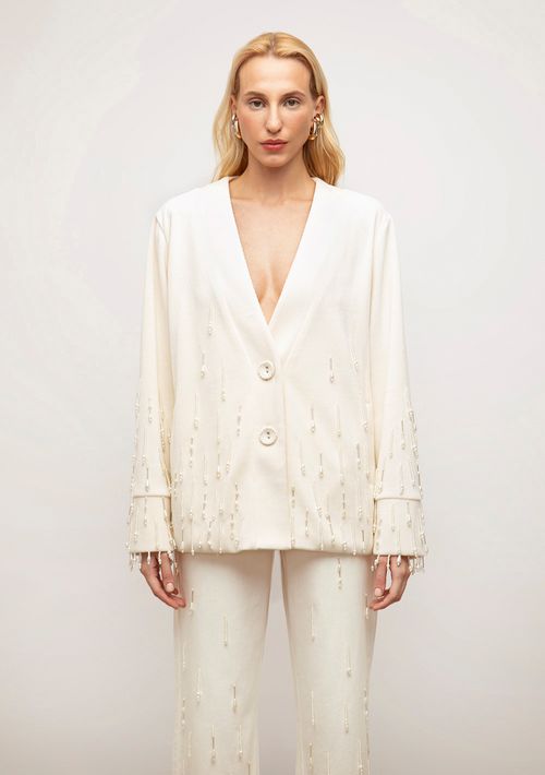 Casaco Iódice Oversized Manga Longa Alongado Off White
