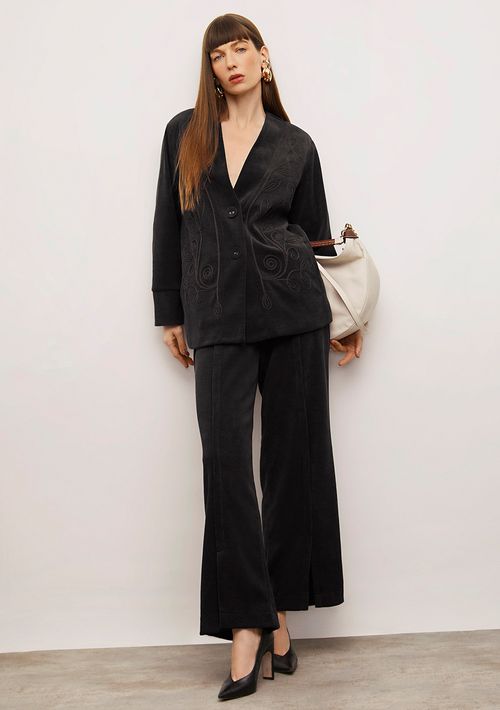 Casaco Iódice Oversized Manga Longa Alongado Preto