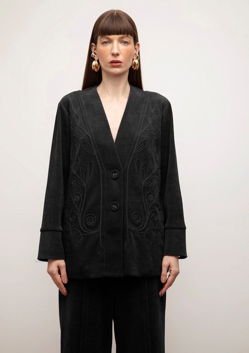 Casaco Iódice Oversized Manga Longa Alongado Preto