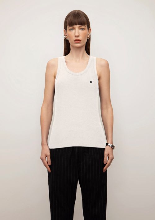 Regata Iódice Ajustada Decote Careca Padrão Off White