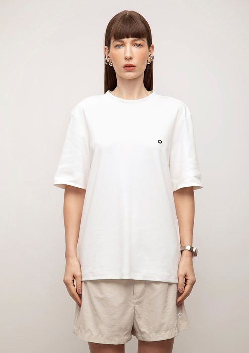 Camiseta Iódice Oversized Decote Careca Manga Curta Padrão Off White