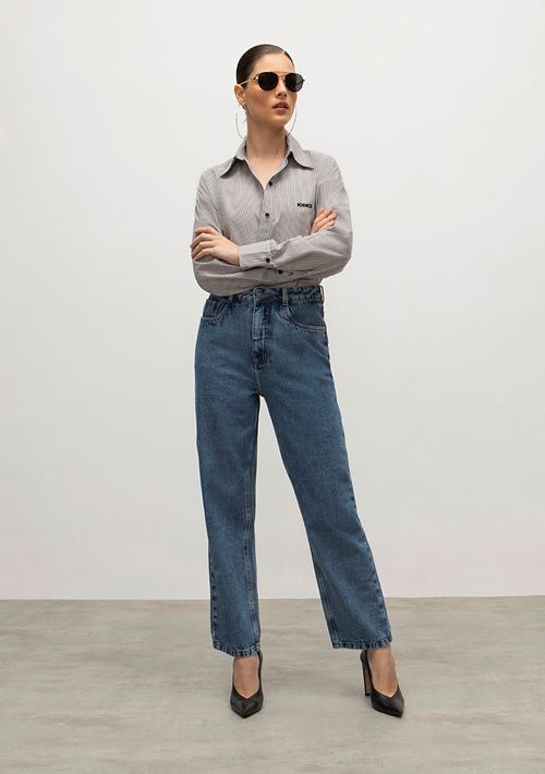 Calça Iódice Reta Cós Alto Tradicional Jeans