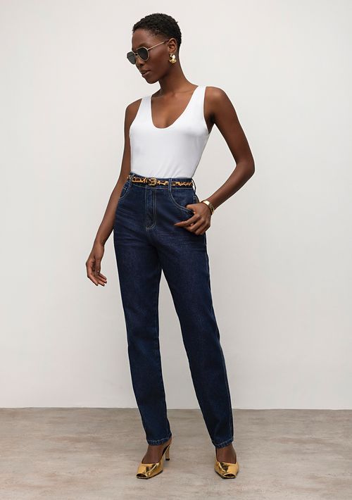 Calça Iódice Reta Cós Alto Tradicional Jeans