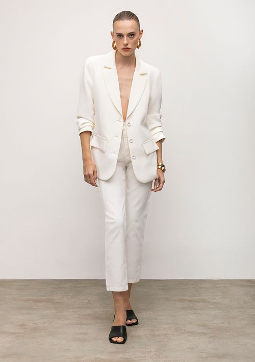 Calça Iódice Cigarrete Cós Alto Tradicional Off White