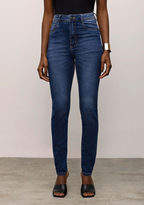 Calça Iódice Skinny Cós Alto Com Pence Jeans