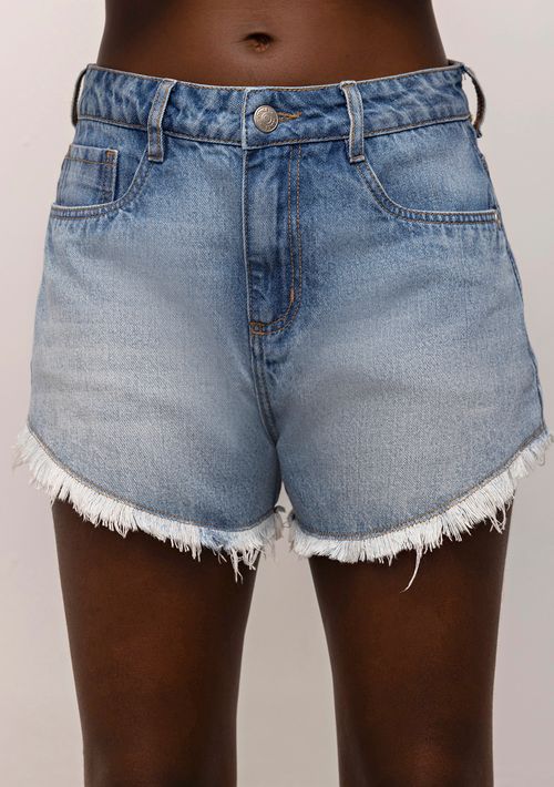 Shorts Iódice Five Pockets Barra Arredondada Jeans