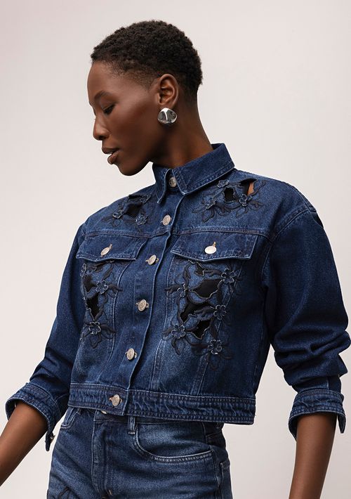 Jaqueta Iódice Trucker Bordado Industrial Jeans