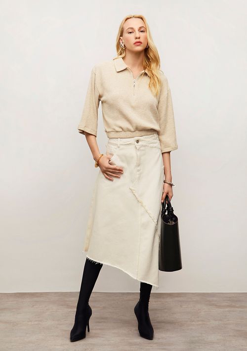 Saia Iódice Evasê Média Midi Off White