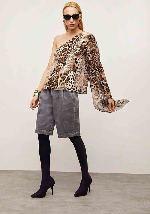 Bermuda Iódice Reta Alta Cinza