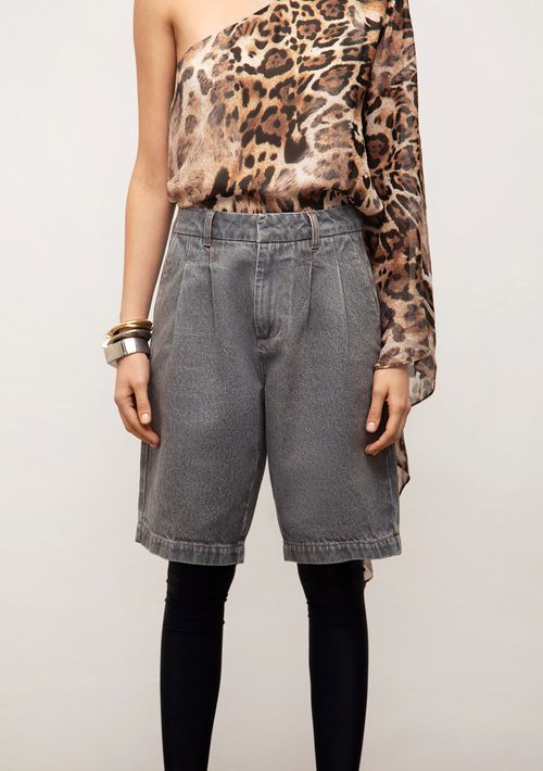 Bermuda Iódice Reta Alta Cinza