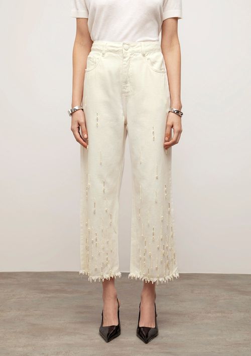 Calça Iódice Reta Alta Off White