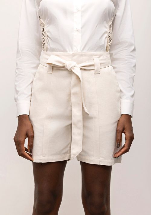 Shorts Iódice Alfaiataria Com Pregas Cru