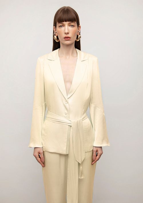Blazer Iódice Ajustado Manga Longa Alongado Amarelo