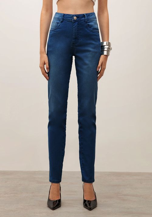Calça Iódice Skinny Cós Intermediário Com Pence Azul