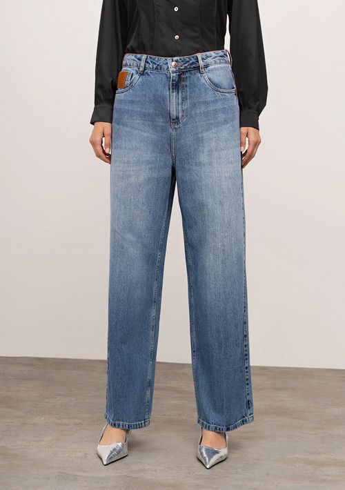 Calça Iódice Reta Alta Azul