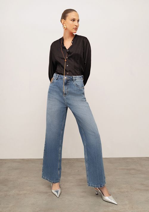 Calça Iódice Reta Alta Azul