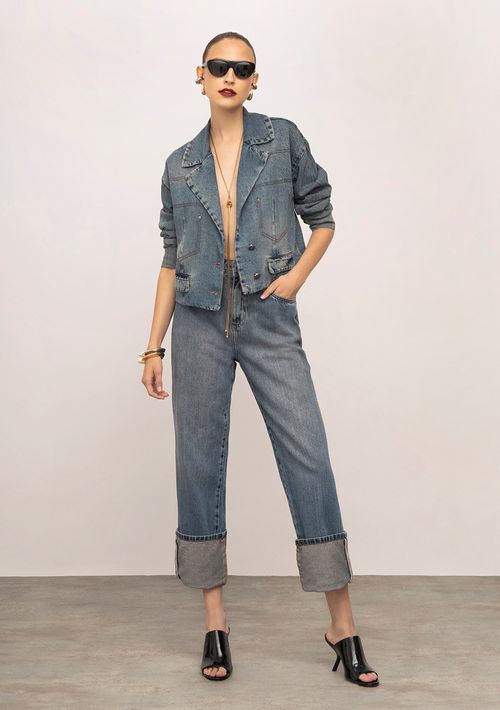 Calça Iódice Reta Alta Azul