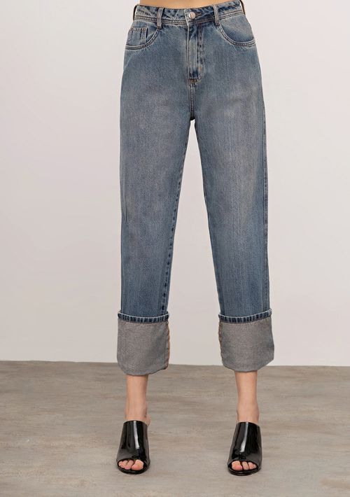 Calça Iódice Reta Alta Azul