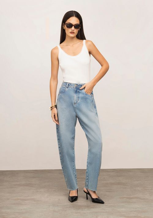 Calça Iódice Mom Alta Azul