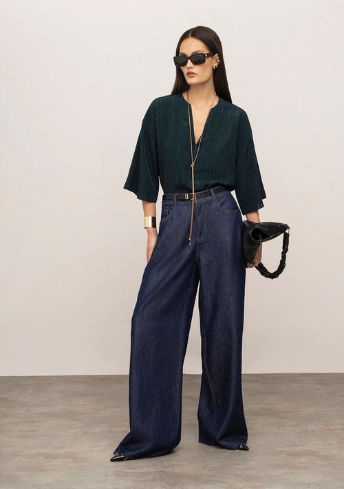Calça Iódice Pantalona Média Azul