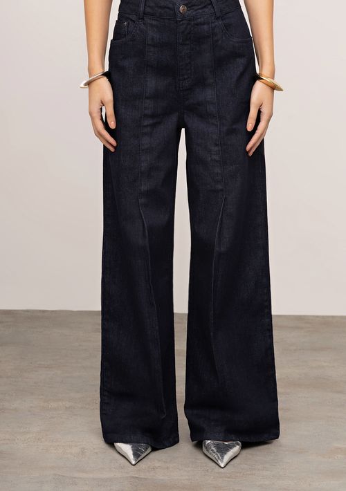 Calça Iódice Pantalona Alta Azul