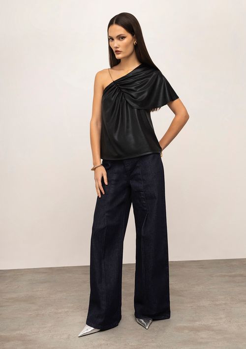 Calça Iódice Pantalona Alta Azul