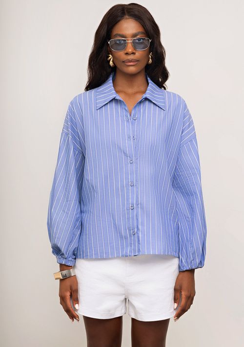 Camisa Iódice Solta Polo Manga 3 Quartos Padrão Azul