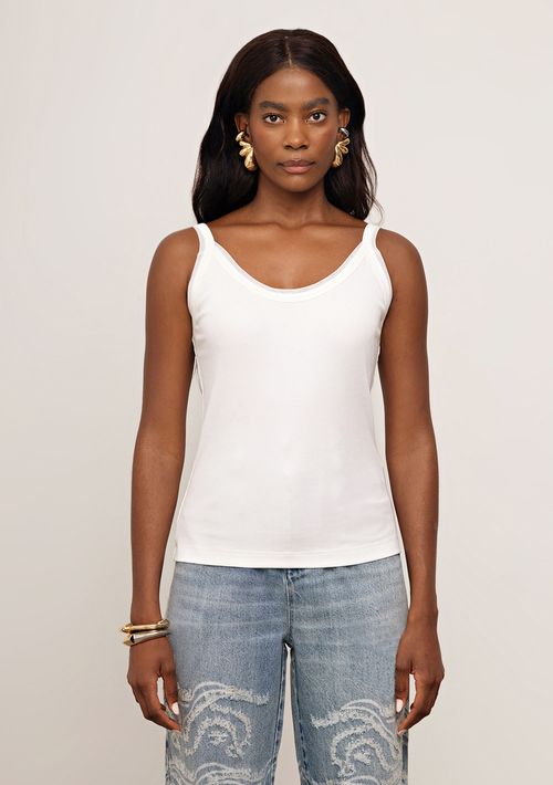 Regata Iódice Ajustada Decote Careca Padrão Off White