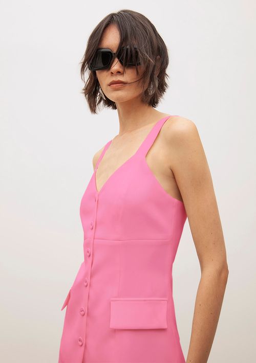 Colete Iódice Ajustado Detalhe Botão Rosa