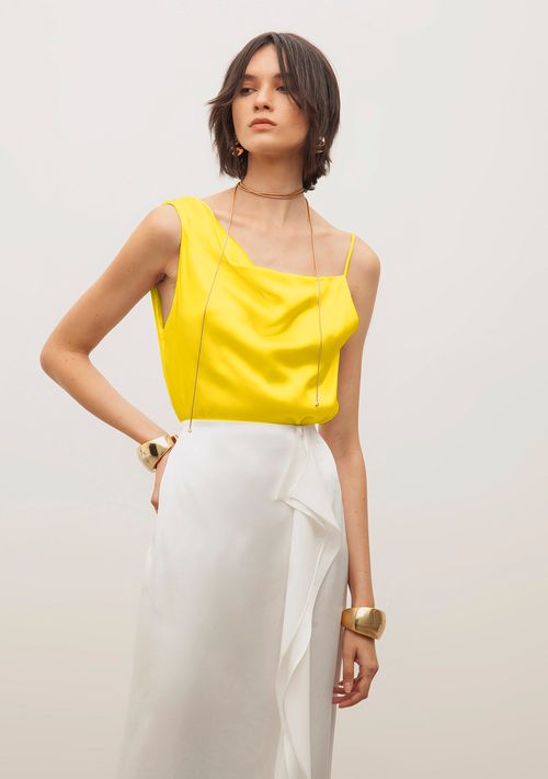 Regata Iódice Decote Degage Assimétrica Amarelo