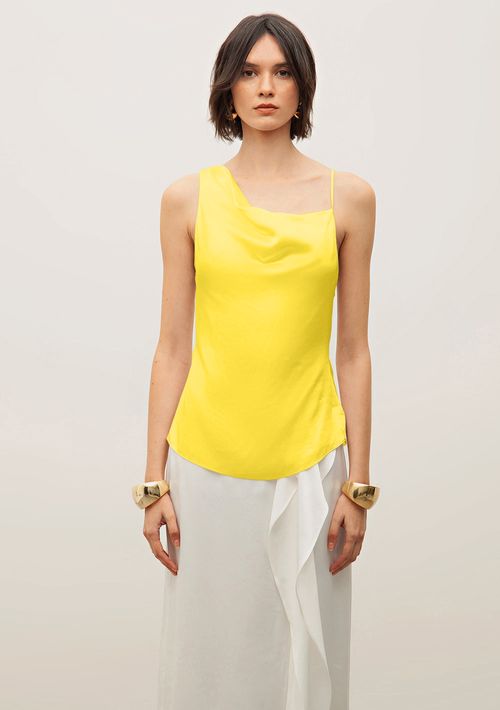 Regata Iódice Decote Degage Assimétrica Amarelo