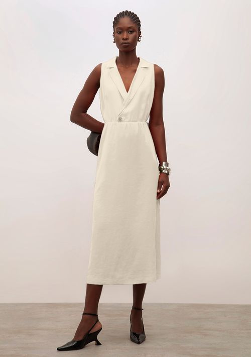 Vestido Iódice Solto Decote V Sem Manga Midi Cru
