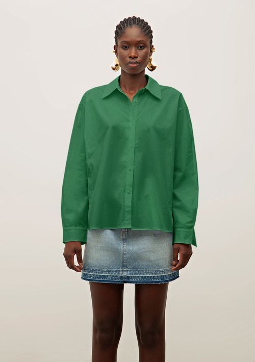 Camisa Iódice Solta Polo Manga Longa Padrão Verde