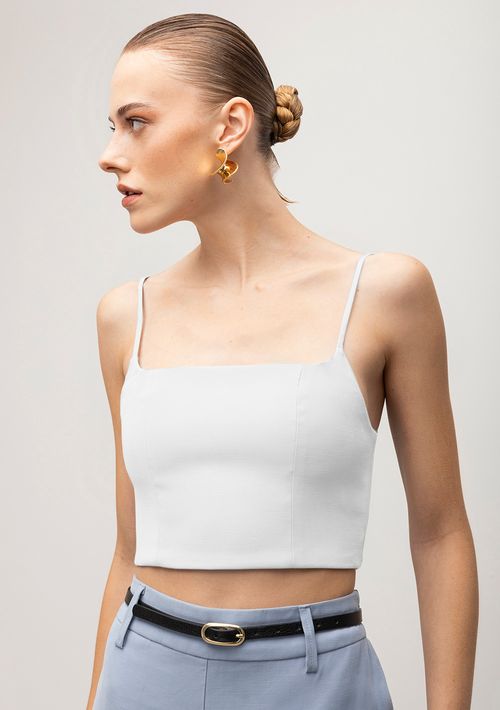 Top Iódice Cropped Alça Com Recorte Off White