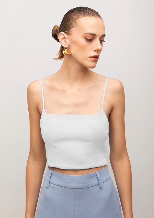 Top Iódice Cropped Alça Com Recorte Off White