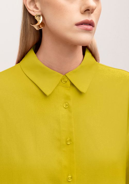 Camisa Iódice Manga Longa Ombro Deslocado Amarelo