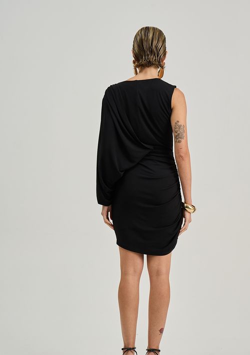 Vestido Iódice Ajustado Decote Careca Sem Manga Curto Preto