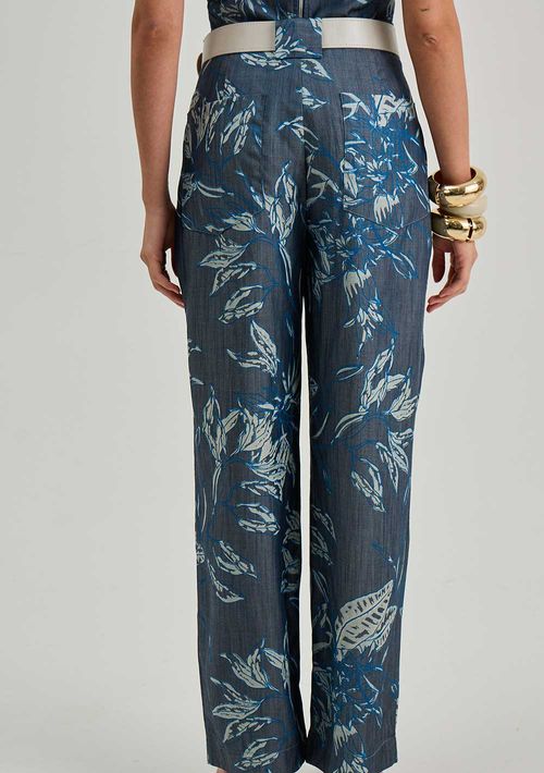 Calça Iódice Reta Alta Azul