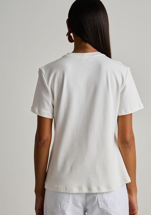 Camiseta Iódice Solta Decote Careca Manga Curta Padrão Off White