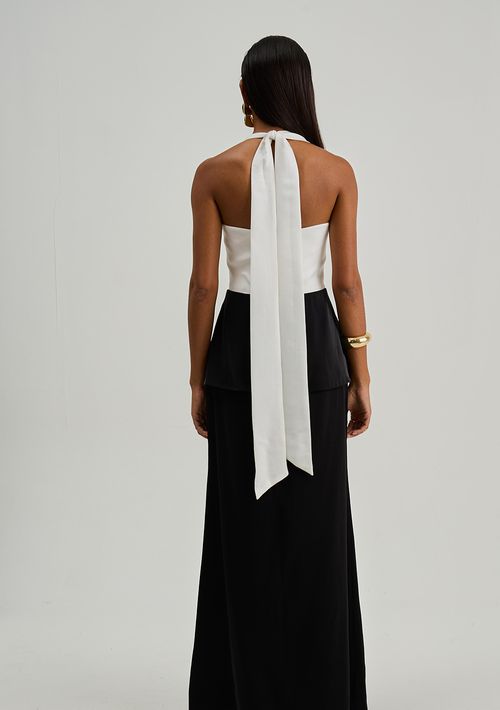 Vestido Iódice Ajustado Decote V Sem Manga Longo Preto