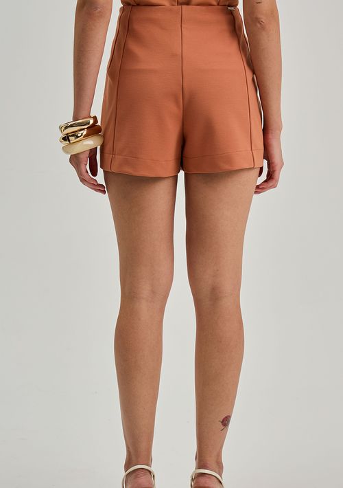 Shorts Iódice Ajustado Alta Marrom