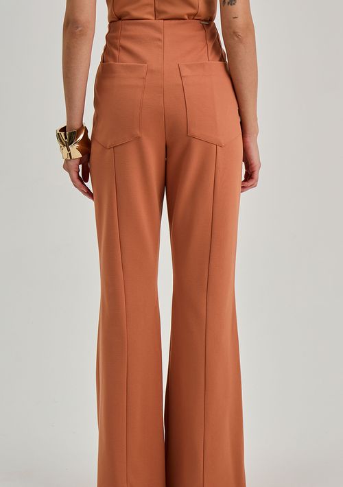 Calça Iódice Flare Alta Marrom