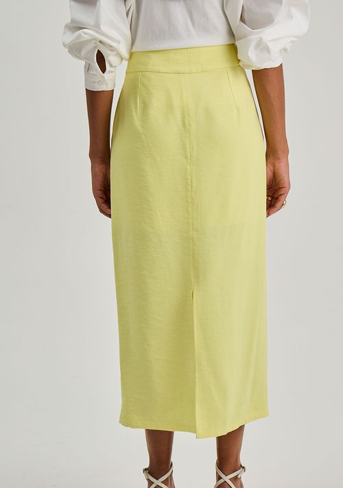 Saia Iódice Reta Alta Midi Amarelo