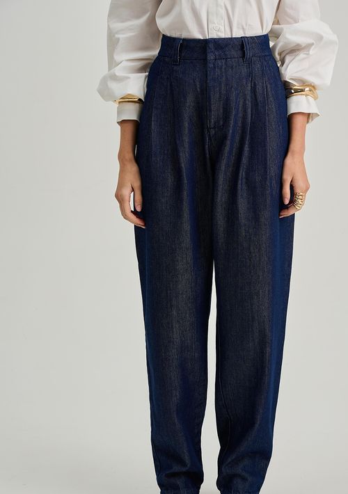 Calça Iódice Mom Alta Azul