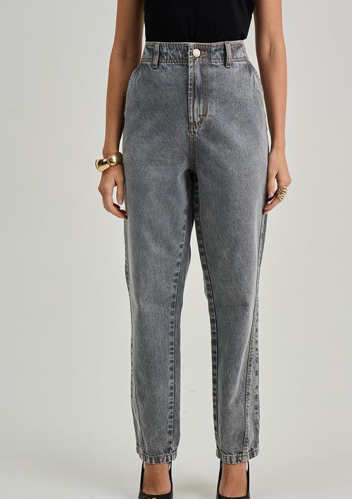 Calça Iódice Mom Alta Cinza